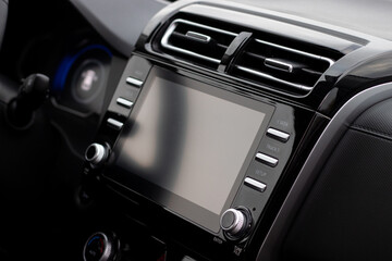 The interior of the car. Car-mounted tablet with mockup