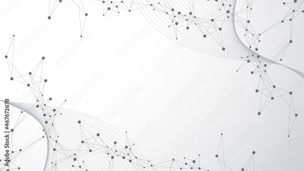 Poster expansion of life. colorful explosion background with connected line and dots, wave flow. visualizat