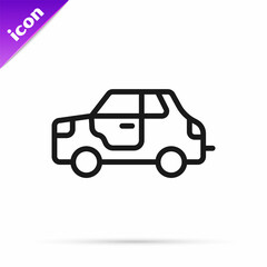Black line Car icon isolated on white background. Vector