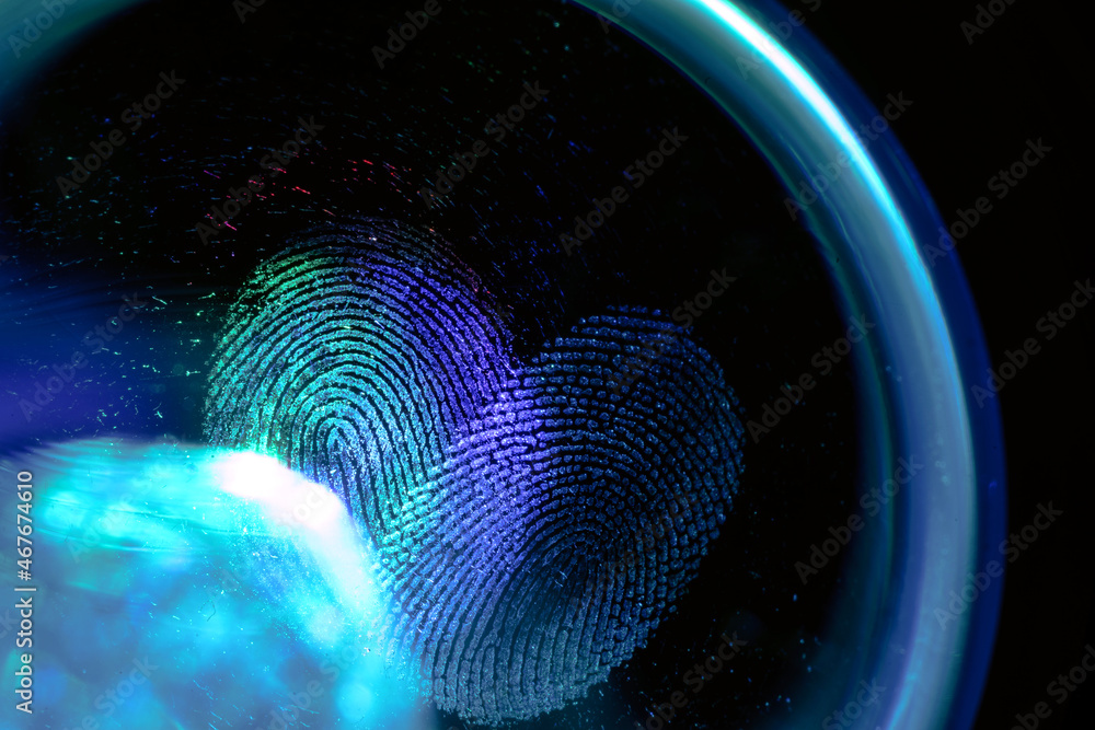 Poster beautiful abstract blue, green colored fingerprint on background texture for design. macro photograp