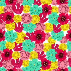 Flower spring seamless pattern hand drawn vector illustration