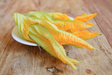 freshly picked courgette flowers