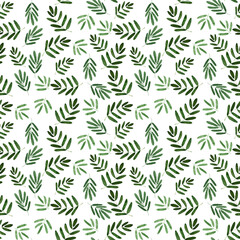 Naklejka na ściany i meble Watercolor seamless pattern with clusters, leaves and branches of mountain ash