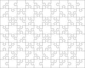 Illustration of big white puzzle, separate pieces	