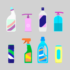 Detergent bottles collection for washing and disinfectant