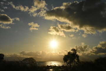 Fototapeta na wymiar 琵琶湖畔の夕日