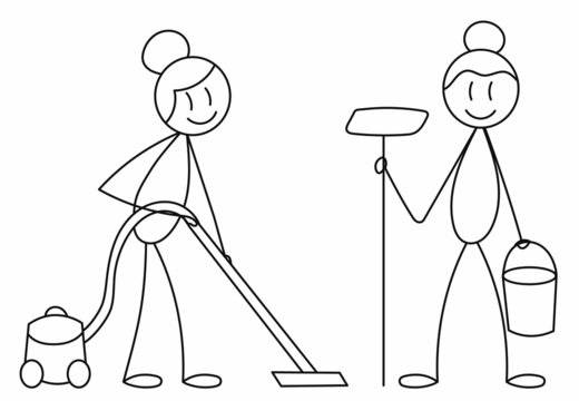  clean up, stick figure, isolated, vector