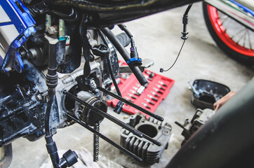 Fototapeta na wymiar Motorcycle repair