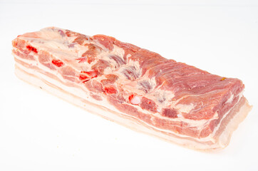 Piece of raw pork belly, fresh meat for cooking. Studio Photo