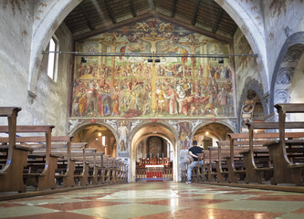 Obraz premium Depiction of the Passion and Crucifixion, a Renaissance masterpiece by the Italian sculptor Bernardino Luini. Church of Santa Maria degli Angioli, Lugano.