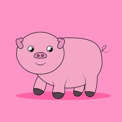 Illustration vector design of pig cute animal cartoon