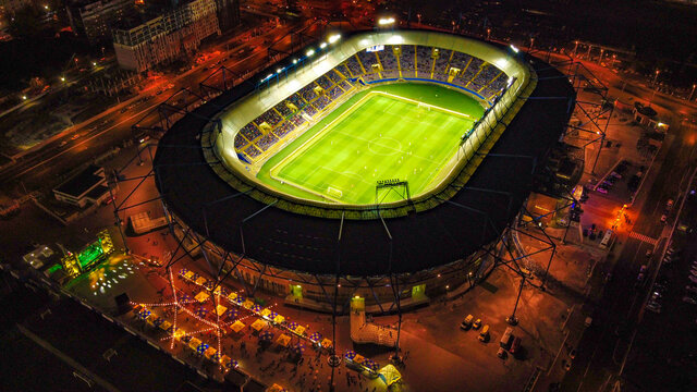 Metalist Stadium In Night City Lights