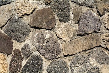 Old stone pavement texture background top view. Gray Granite Cobblestone Street Pattern, Vintage Block Pedestrian Promenade, Paved Street Background