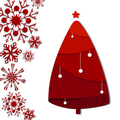 Christmas tree with snowflakes on white background. Vector EPS 10