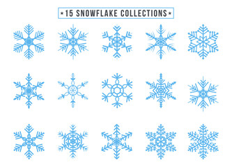 Set of ornamental christmas snowflakes with Blue Color