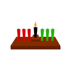 Kinara. Traditional Kwanzaa symbols. Isolated on white background. African American holiday