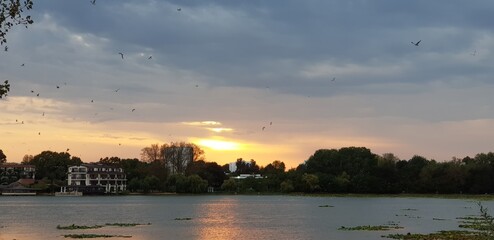 sunset over the lake