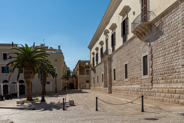 Empty street in the historic city center of Trani in Southern Italy
