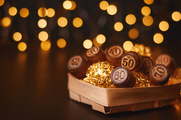 wooden numbers in a box with lights for sale