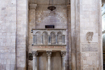 Gothic pulpit in the 11th century Church in Barletta, Italy
