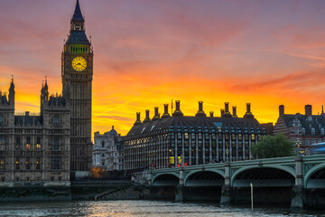 Fototapeta na wymiar Big Ben in London at sunset. England