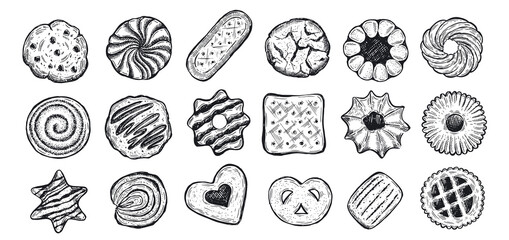 Cookie set hand drawn illustration. Vector.