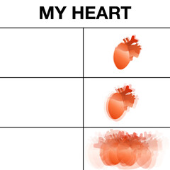 Viral exploding heart internet meme for commercial use with the text 'My Heart'. Online social media joke or meme. Corporate, commercial, product appropriate