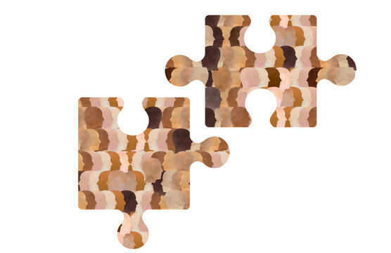 Diversity and representation: faces with diverse skin tones collaborating and working together, representing multiculturalism, globalisation and international trade. Icon 