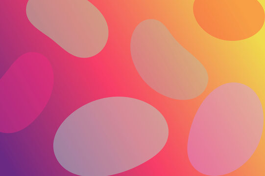 Futuristic jellybean product background. Bright and playful bubble wallpaper pattern. Pop abstract circle shapes with youthful purple, pink, orange and yellow gradient