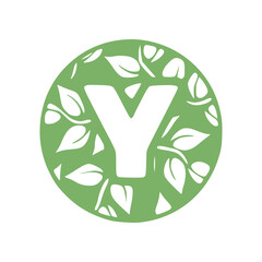 Letter y natural hand drawn monogram initials