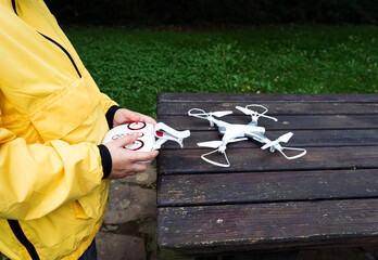 boy flying drone