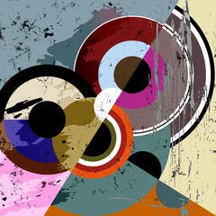 Rolgordijnen abstract circle background, composition with paint strokes and splashes © Kirsten Hinte