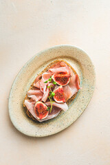 slice of bread with Spanish jamon and 