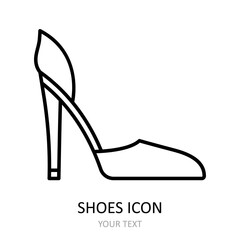Fototapeta premium Vector illustration with shoes icon. Outline drawing.