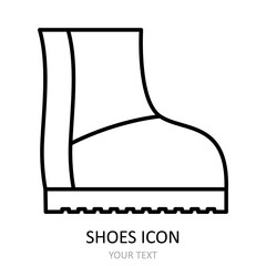 Vector illustration with shoes icon - ugg boots. . Outline drawing.