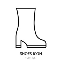 Vector illustration with shoes icon - ankle boots. Outline drawing.