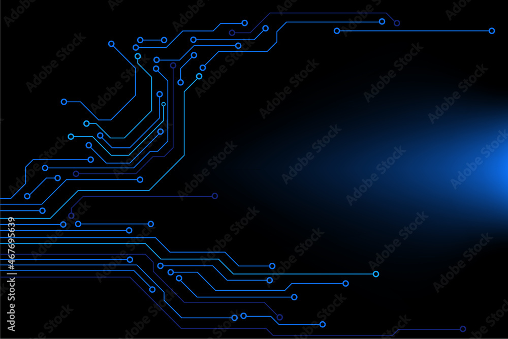 Fototapete Circuit Board Technology Information Pattern Concept Vector Background.Blue Scifi Color Abstract PCB Trace Data Infographic Design Illustration.	