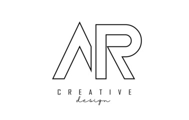 Outline AR letters logo with a minimalist design. Geometric letter logo.