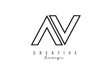 Outline AV letters logo with a minimalist design. Geometric letter logo.