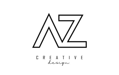 Outline AZ letters logo with a minimalist design. Geometric letter logo.