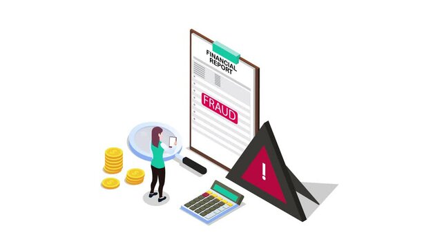 Businesswoman looking at fraud financial report