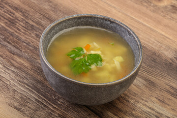 Tasty chicken soup with carrot