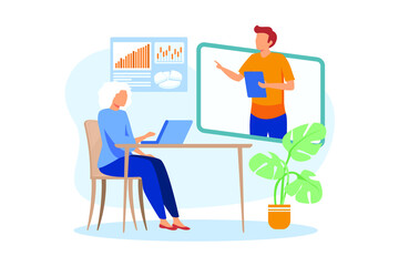 Online learning for seniors illustration exclusive design inspiration 