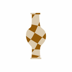 Vector flat ceramic vase, isolated for flowers on a white background. Natural colors simple style.