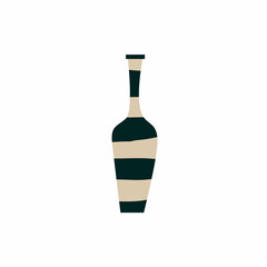 Vector flat ceramic vase, isolated for flowers on a white background. Natural colors simple style.