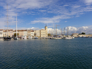 Fototapeta premium The port of La Ciotat in Provence with its blue colors.