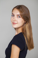 Fototapeta premium Close up portrait of a young beautiful woman