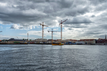 Copenhagen. Denmark. 14. September. 2021. Construction of a new residential complex in the central part of the city. Close to Copenhagen Opera House.