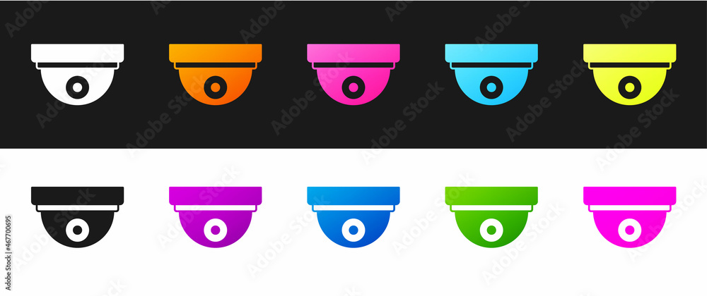 Poster set motion sensor icon isolated on black and white background. vector