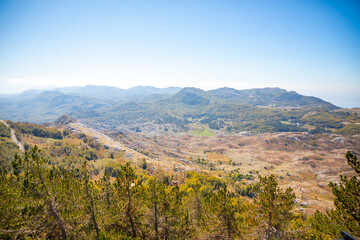Peak of mountains. National park Lovcen. Nature of Montenegro